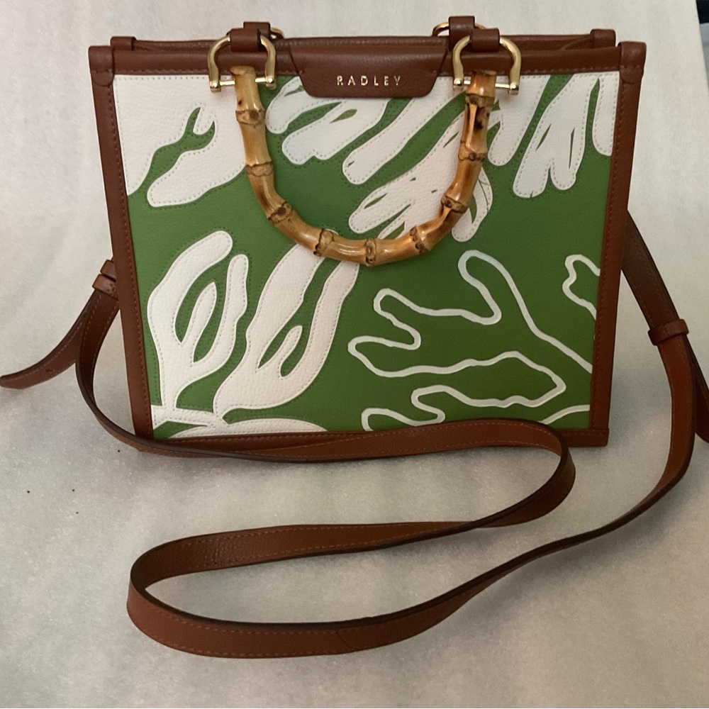 Radley London Limited Edition Bamboo Handle Leather Satchel — Seaweed Coastal